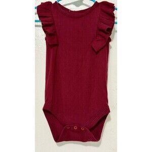 Baby Cat And Jack Burgundy Sleeveless Ruffled One Piece Infant Size 3-6 Months